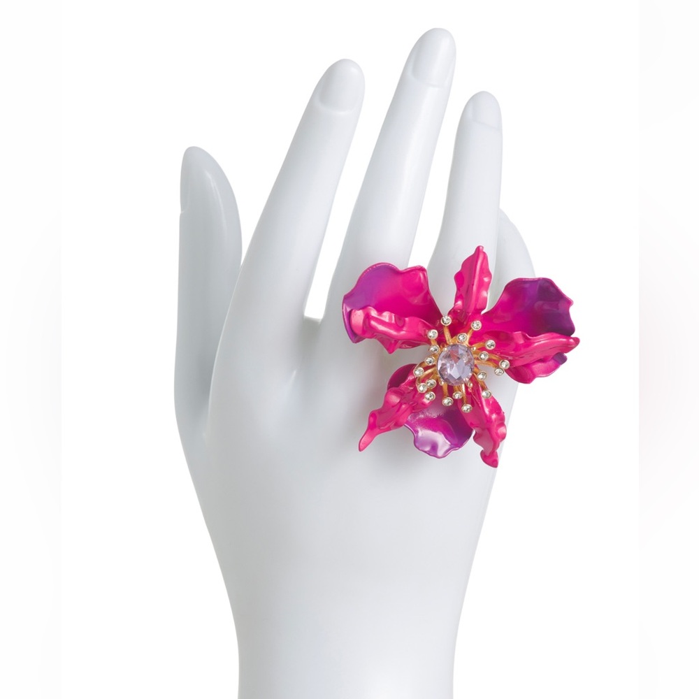 Betsey Johnson Hothouse Bloom Orchid Cocktail Ring - Picture 10 of 10